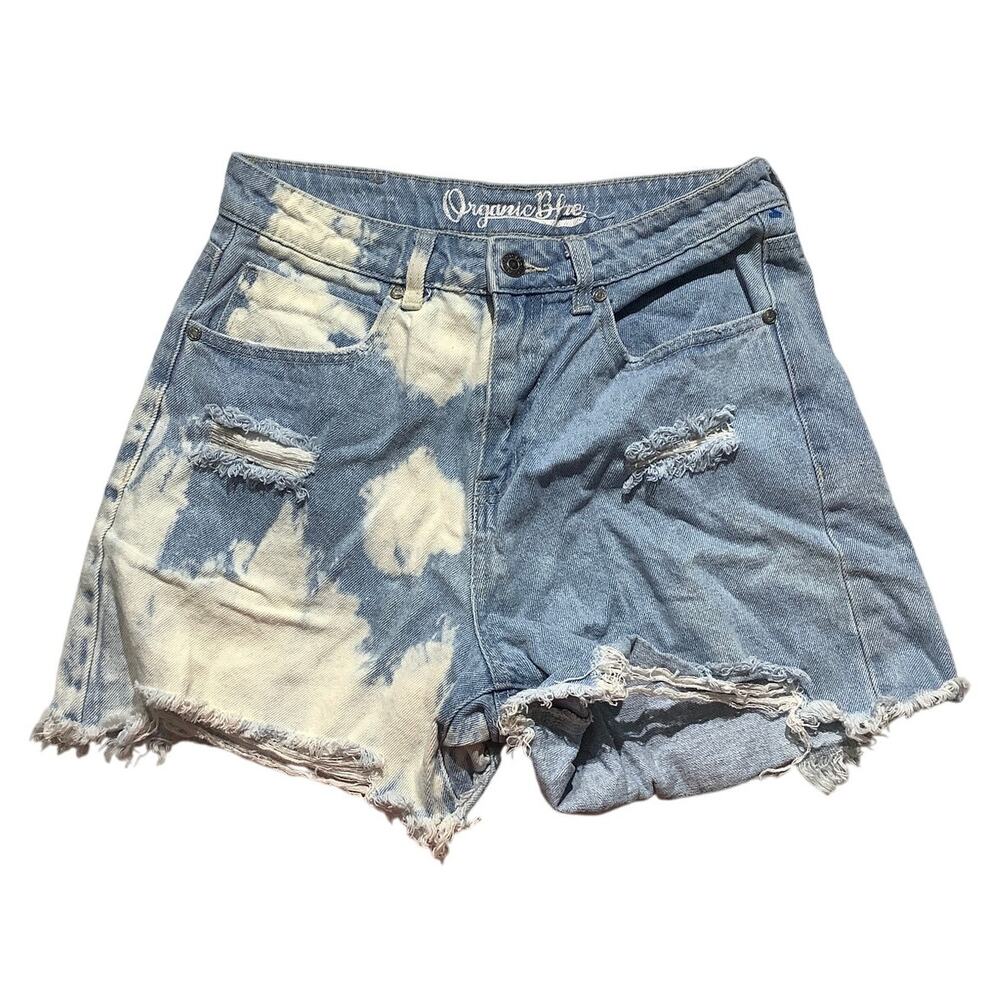 Organic Blue Denim Shorts Women’s Size 9/29 – Light Wash, Distressed, Casual
